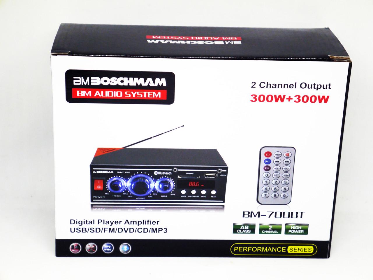 Усилитель звука Boschmam BM Audio BM-700BT Bluetooth+USB 2-канальный 2x300 W (4_00495) - фото 6