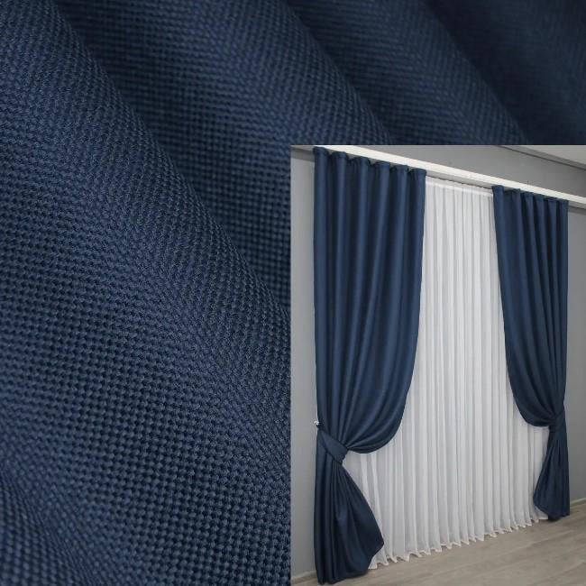 Ткань для штор лен блекаут Синий (1360ш) - фото 4 Ткань для штор лен блекаут Синий (1360ш) - фото 4