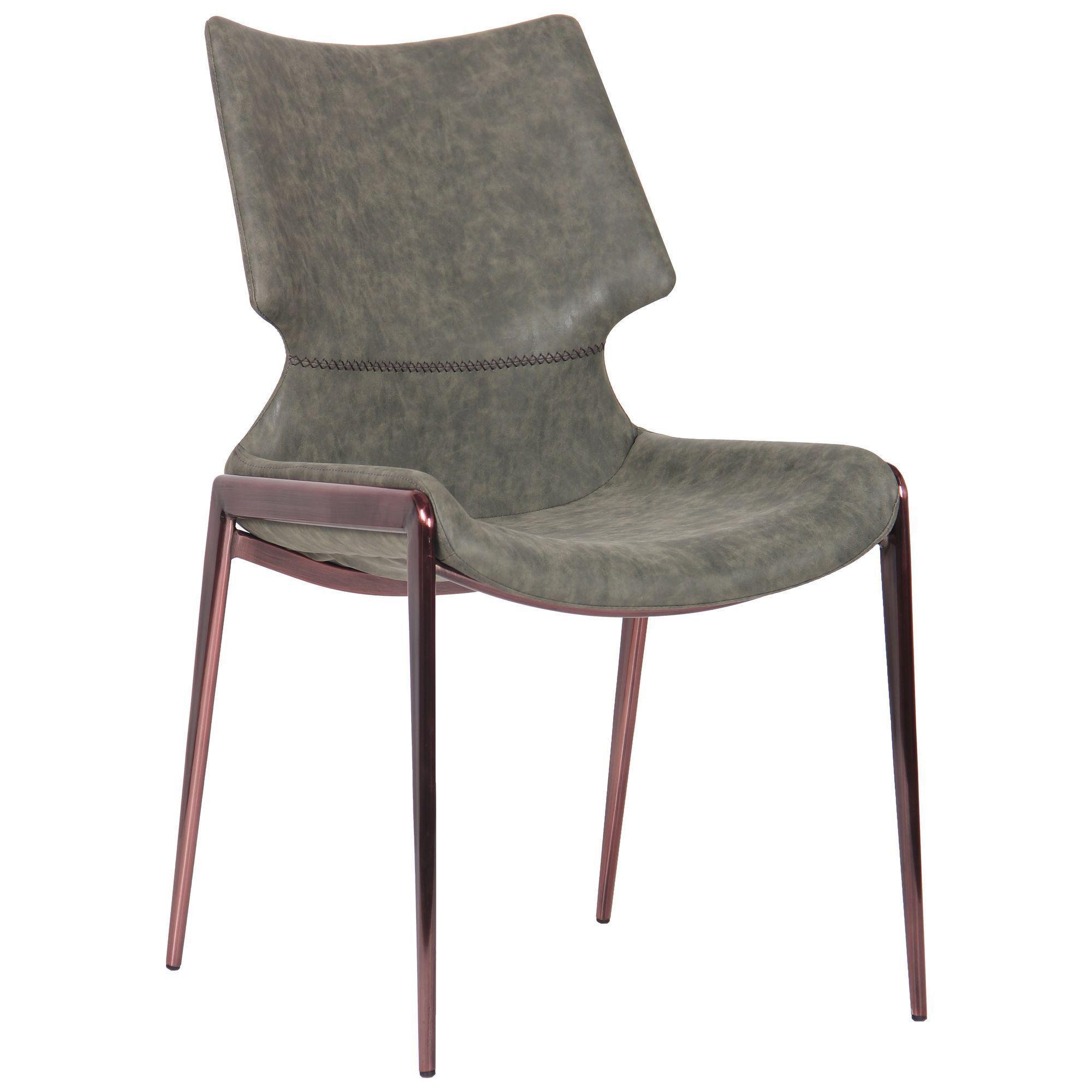 Обідній стілець AMF Raffle brass/pine сталь/шкірзамінник 930х510х610 мм Мідний/Темно зелений