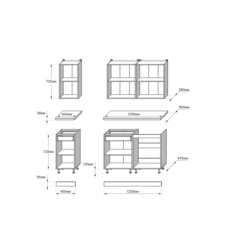 Кухня модульна Эверест Оптима Набор №4 2,2 м Нимфея Альба/Антрацитовый (DTM-5707) - фото 5 Кухня модульна Эверест Оптима Набор №4 2,2 м Нимфея Альба/Антрацитовый (DTM-5707) - фото 5