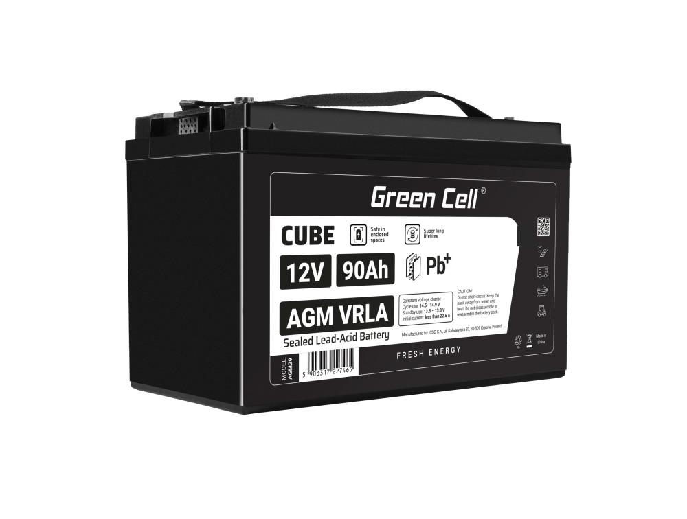 Акумулятор для ДБЖ/інвертора Green Cell Cube AGM VRLA 12V 90Ah (AGM12V90AH-J)