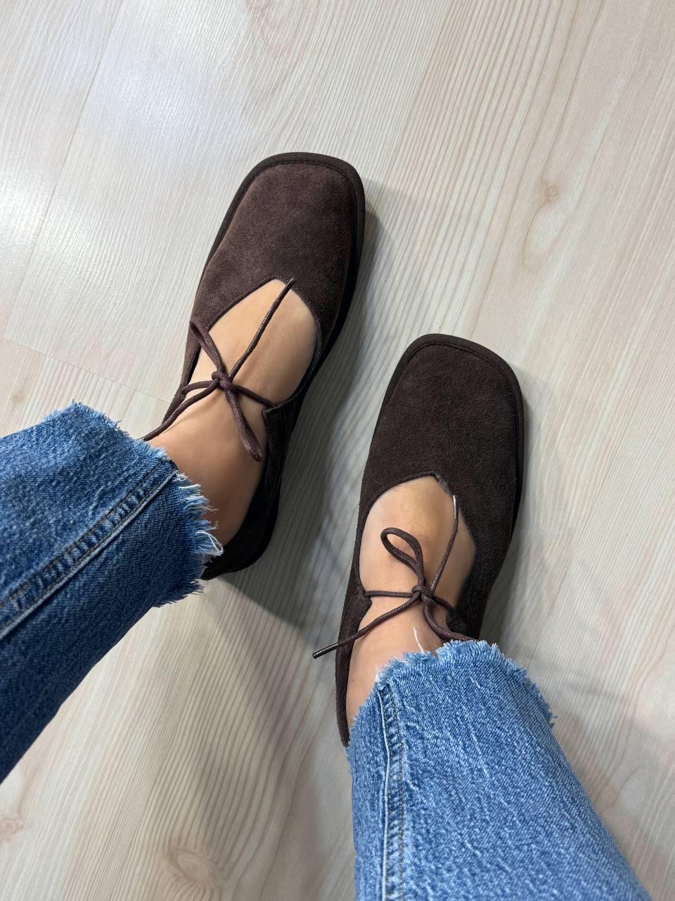 Балетки женские Meideli 0109-11 Mary Jane со шнурком натуральная замша р. 37 Коричневый (7012) Балетки женские Meideli 0109-11 Mary Jane со шнурком натуральная замша р. 37 Коричневый (7012)