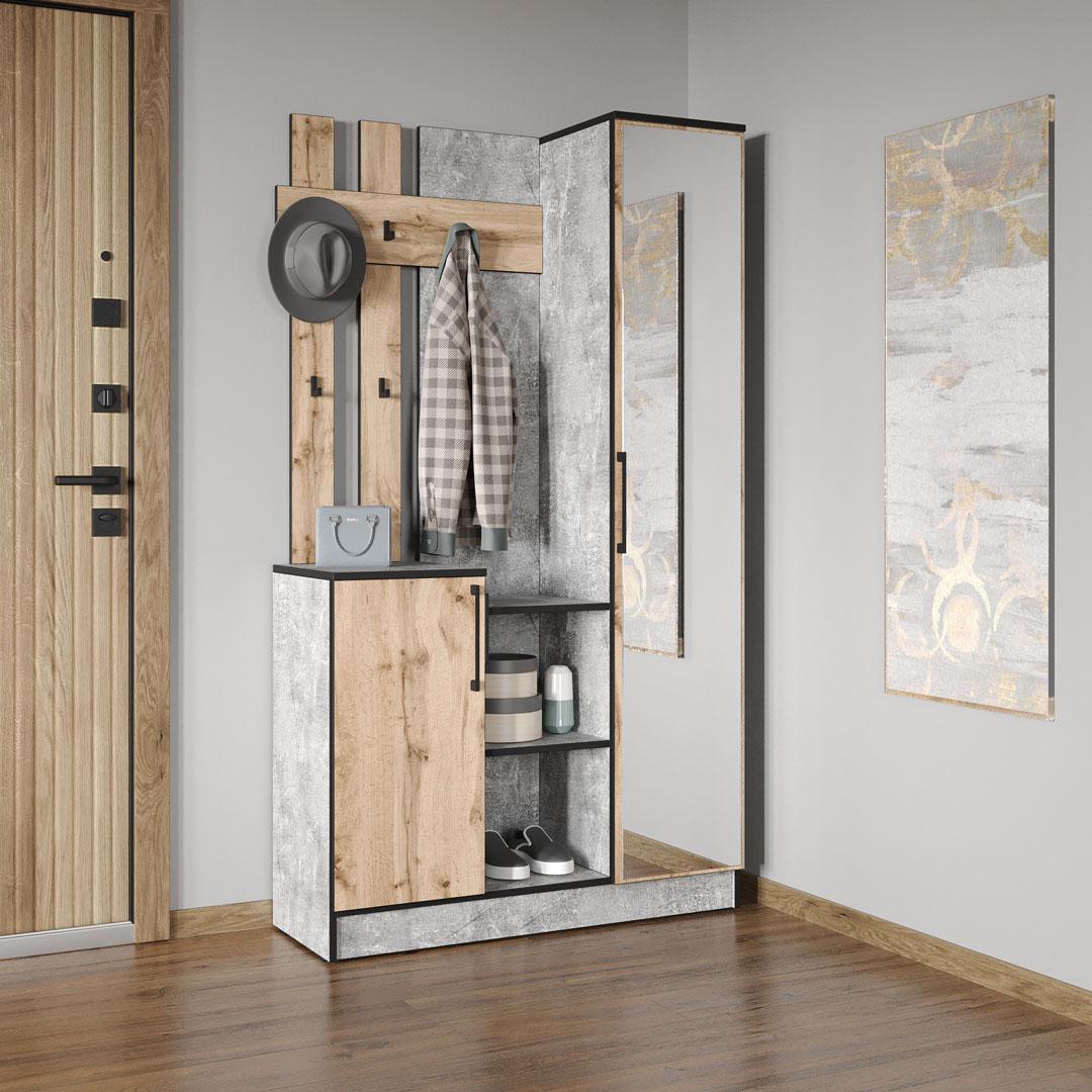 Передпокій Moreli Корнелія FKO-0004 1002x1800x372 мм Бетон/Дуб Аппалачі