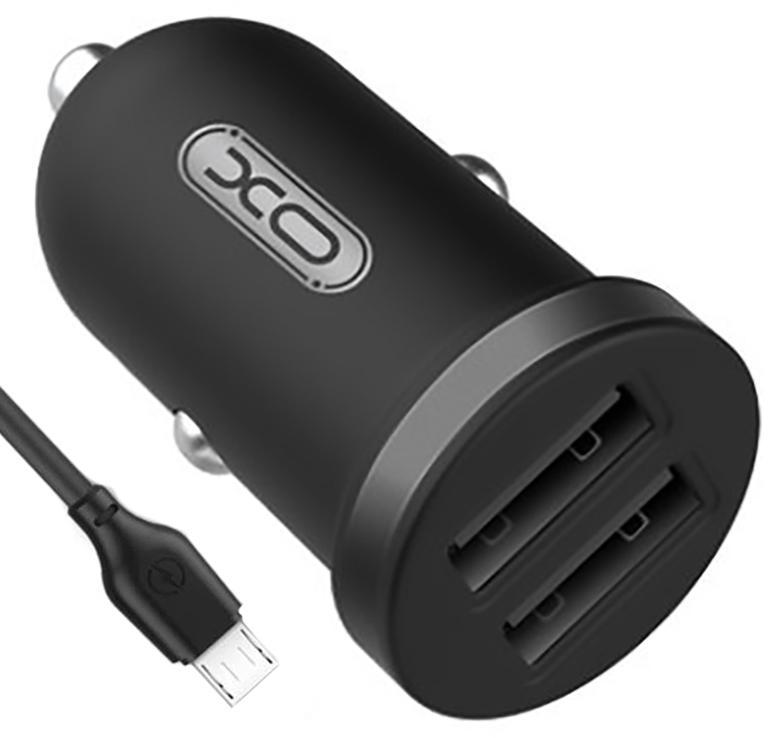 Устройство зарядное автомобильное Xo TZ08 2 USB 2,1A кабель Type-C Black (17728)