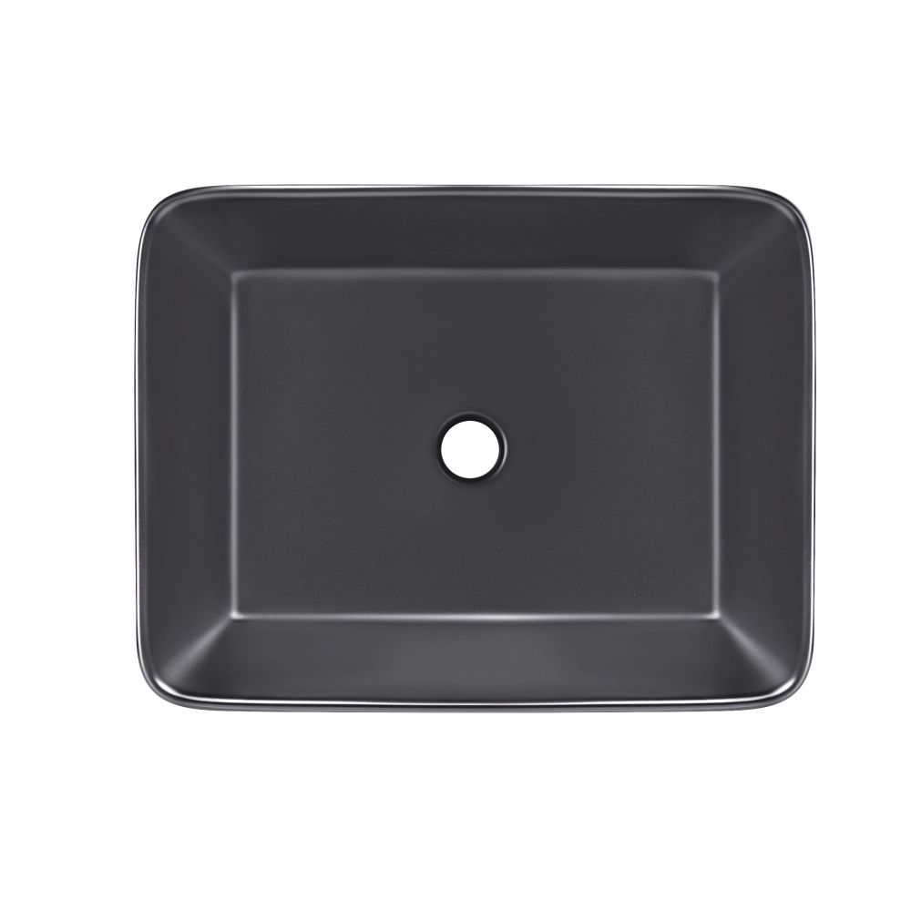 Раковина Qtap Tern накладна прямокутна без донного клапана 480х370х135 мм Black Matt (52911)