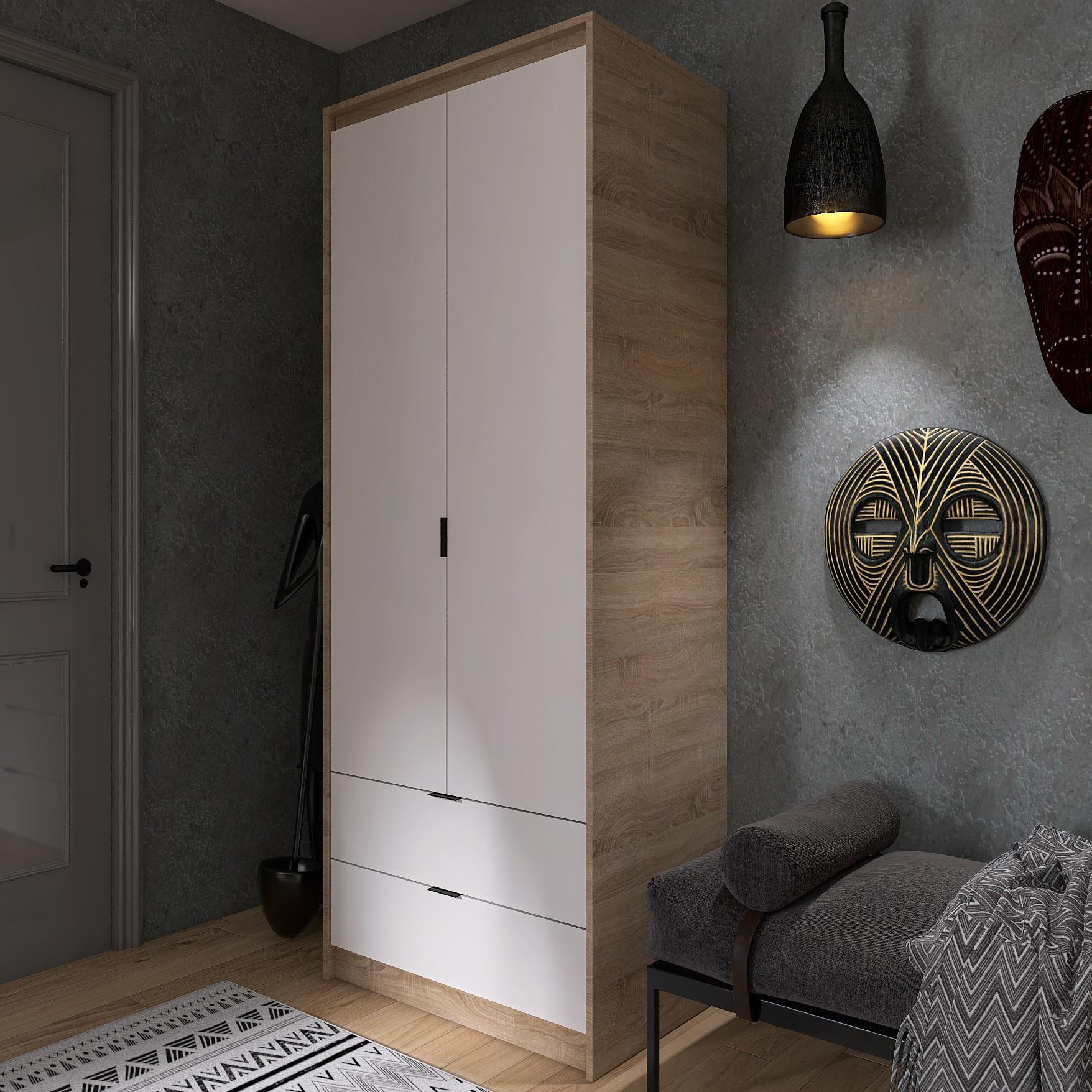 Шкаф Everest Сити 800 802х500х2046 мм Сонома/Белый (11429) - фото 3 Шкаф Everest Сити 800 802х500х2046 мм Сонома/Белый (11429) - фото 3