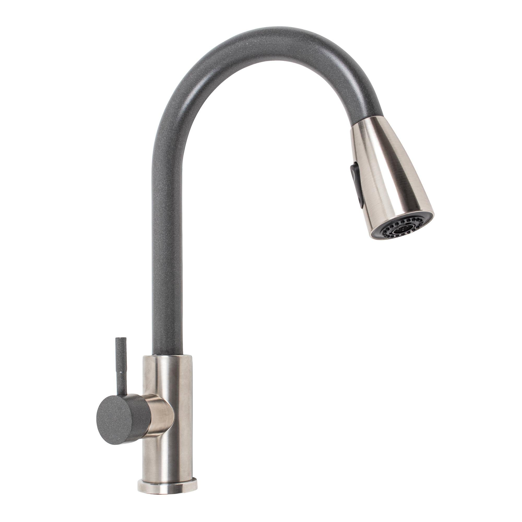 Смеситель для кухни Platinum KT 8203 8614 PLS-A41285 с видвижной лейкой Серый (214951)