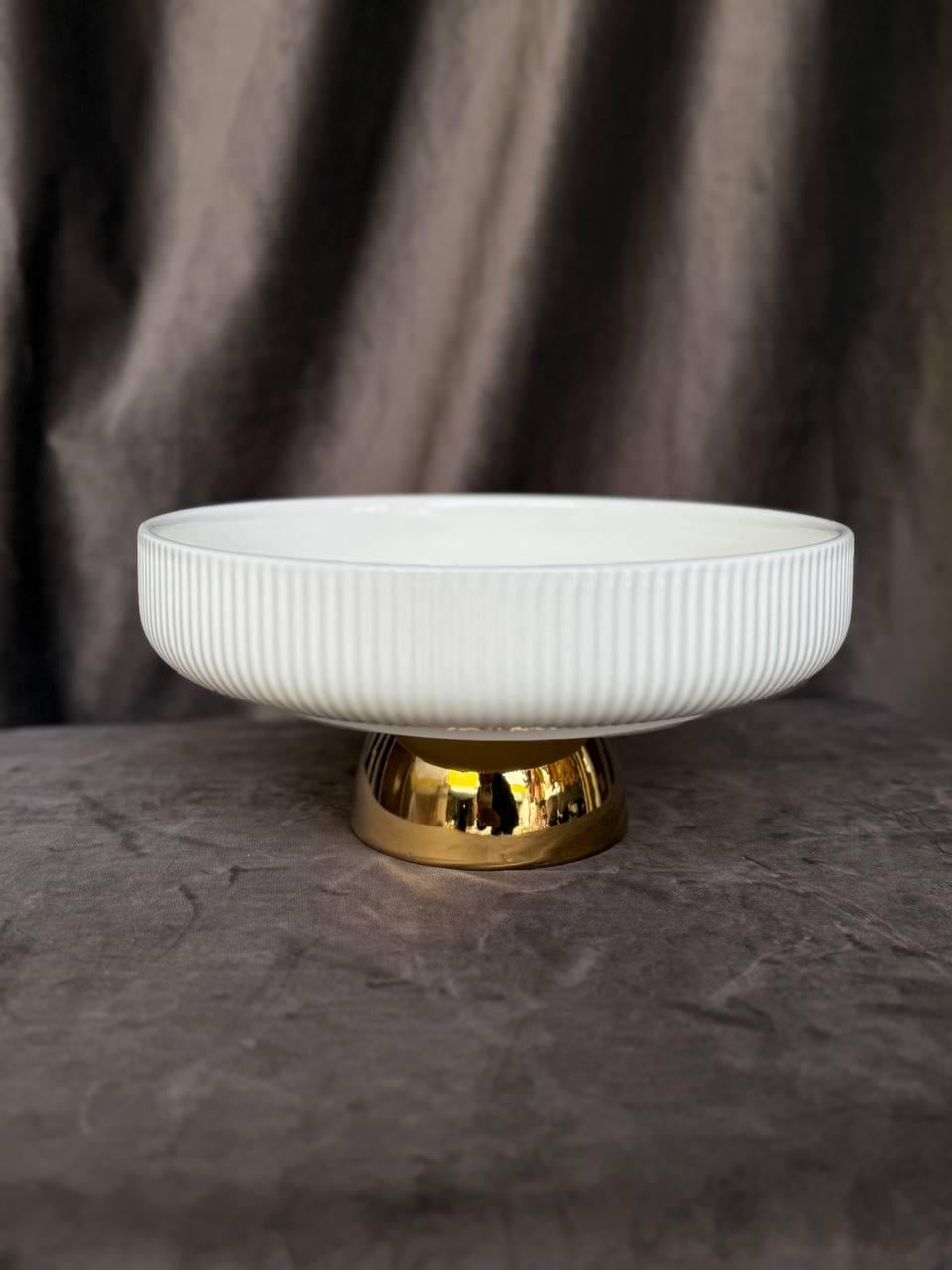 Фруктовница Yiwu LB-1584B фарфоровая 26 см Белый с золотым (33539369)