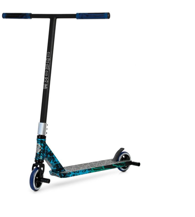 Самокат трюковой iTrike колеса PU 110 мм с пегами Черно-голубой (SR 2-085-BBL)