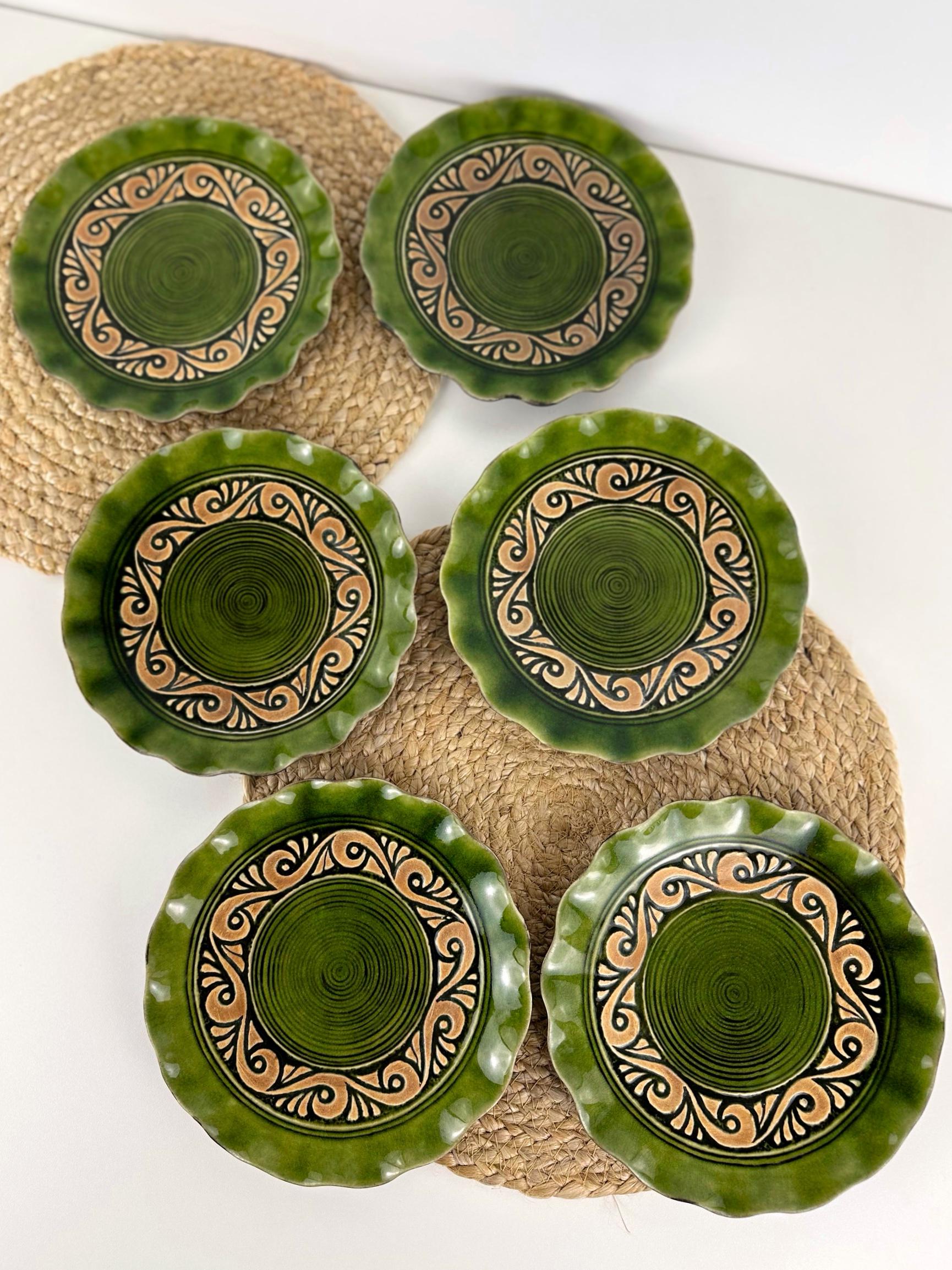 Набір глиняних тарілок Гражда 20 см х 6 шт. Коричневий (17019-15) - фото 2 Набір глиняних тарілок Гражда 20 см х 6 шт. Коричневий (17019-15) - фото 2