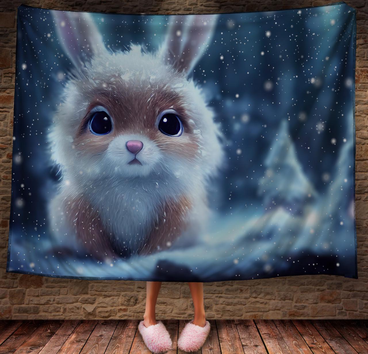 Плед с 3D принтом 39 Кролик в зимнем сказочном лесу 150х200 см (epi_1851)