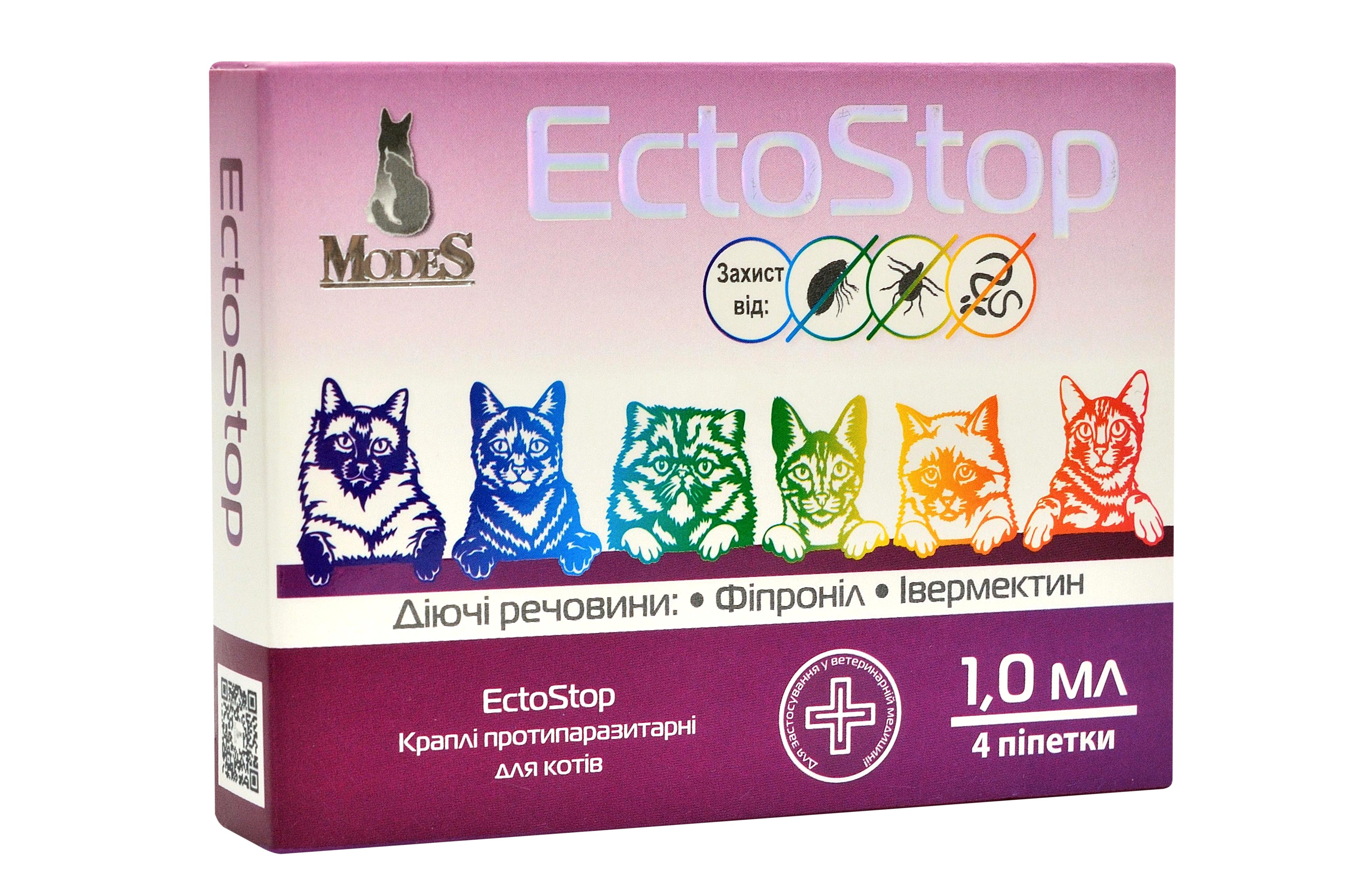 Краплі протипаразитарні ModeS ЕктоСтоп для котів 4-8 кг 1 мл (27841640)