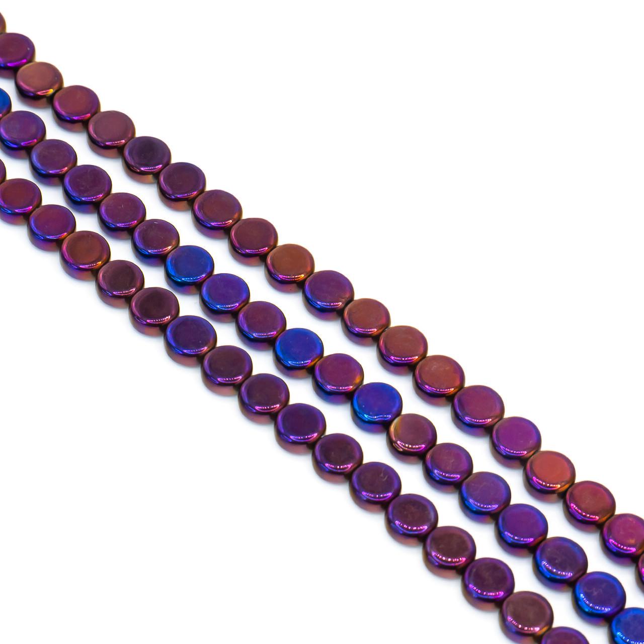 Бусины гематитовые Таблетка 6х2 мм 40 см 65 шт. Фиолетово-желтый (БГ0602т36)