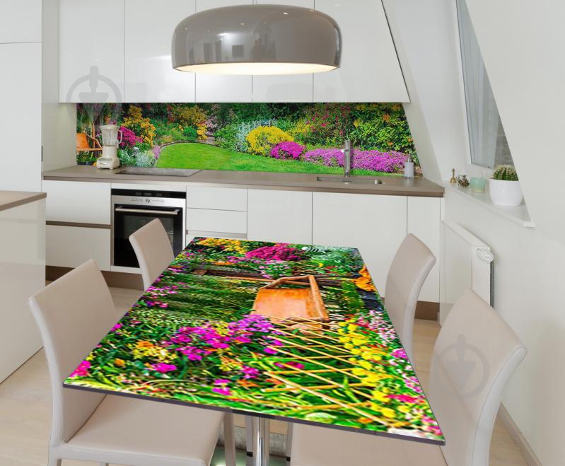 Наклейка 3Д виниловая на стол Zatarga «Ухоженый сад» 650х1200 мм для домов, квартир, столов, кофейн, кафе
