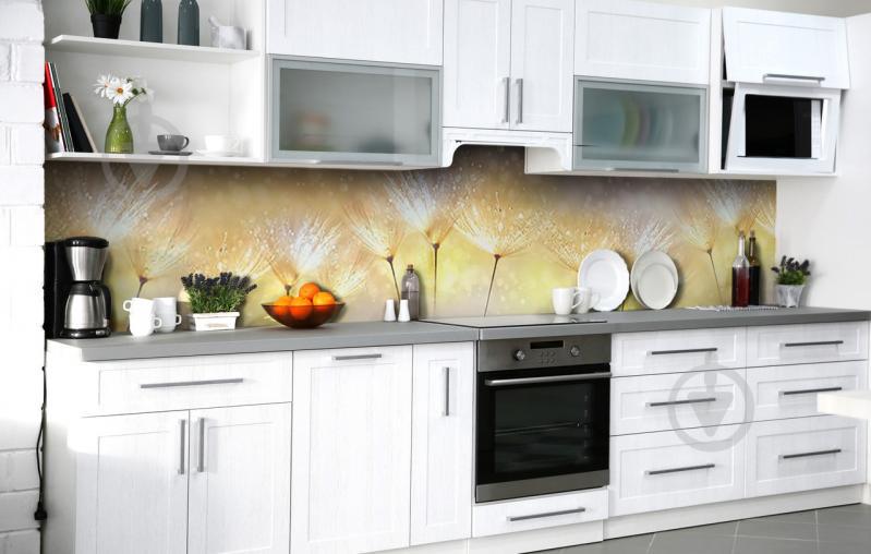 Скинали на кухню Zatarga «Пушинки в росе» 600х2500 мм виниловая 3Д наклейка кухонный фартук самоклеящаяся