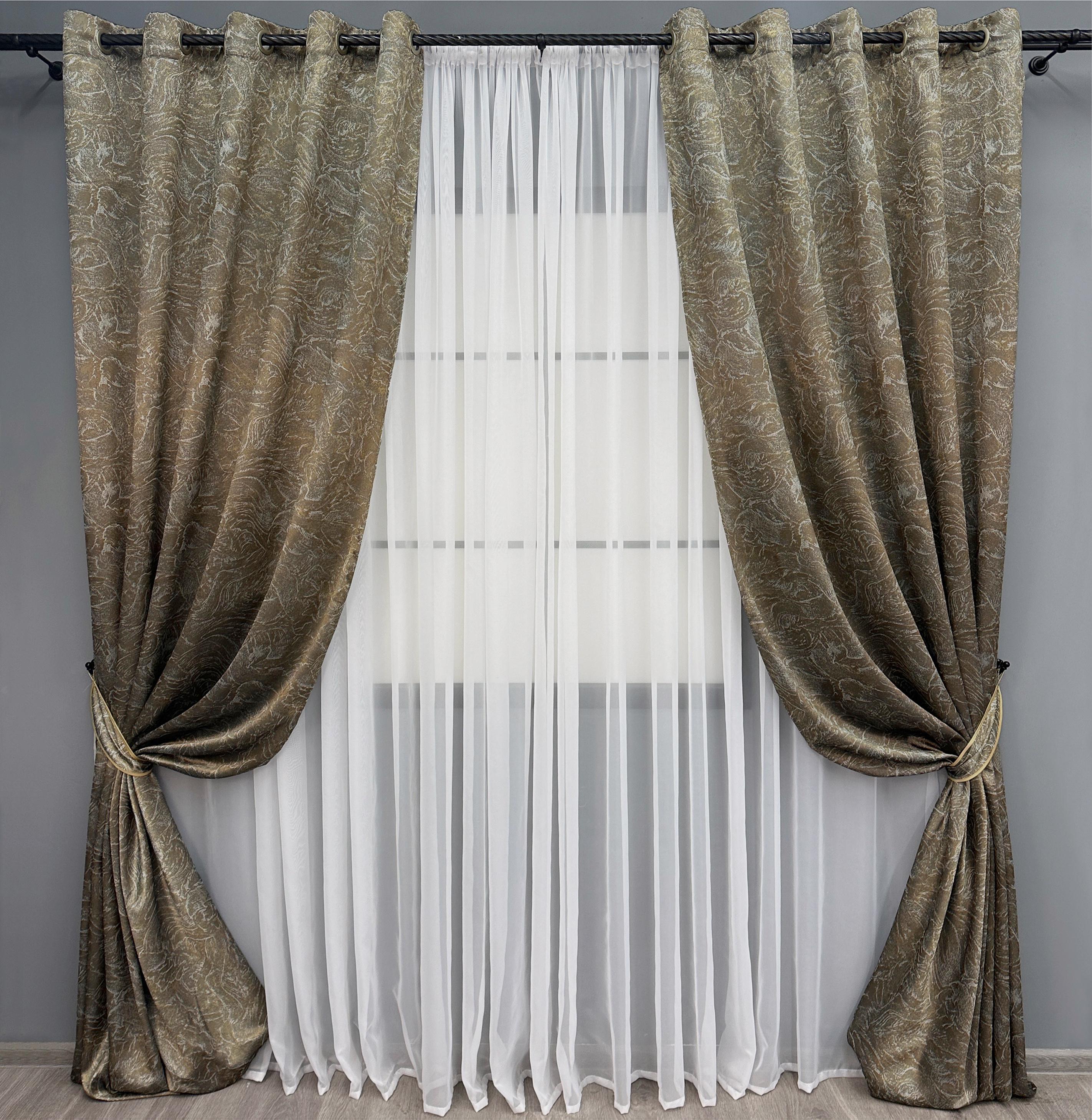 Комплект штор на люверсах VR-Textil Жаккард Fantasy №1631ш 150х280 см 2 шт. Капучино (37-0185)