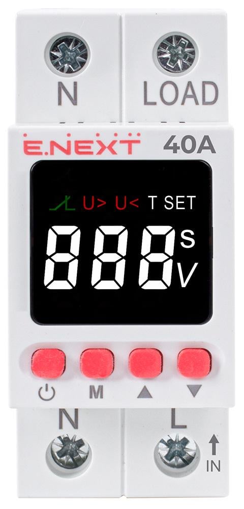 Реле контролю напруги однофазна E.NEXT e.control.v40 40А з індикацією (p0690032) - фото 2