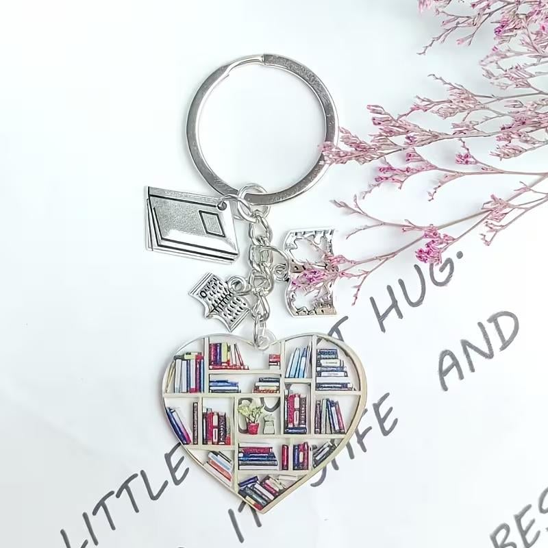 Брелок Bookshelf Heart металевий Сріблястий (BOOKSHELF-HEART-SILVER)
