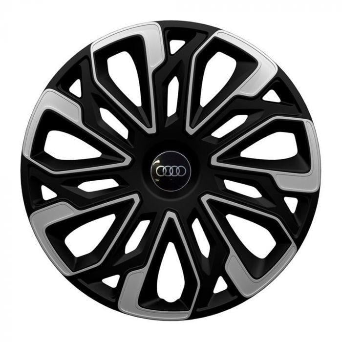 Ковпаки для коліс 4 Racing Estoril Silver/Black R15 з логотипом Audi 4 шт.