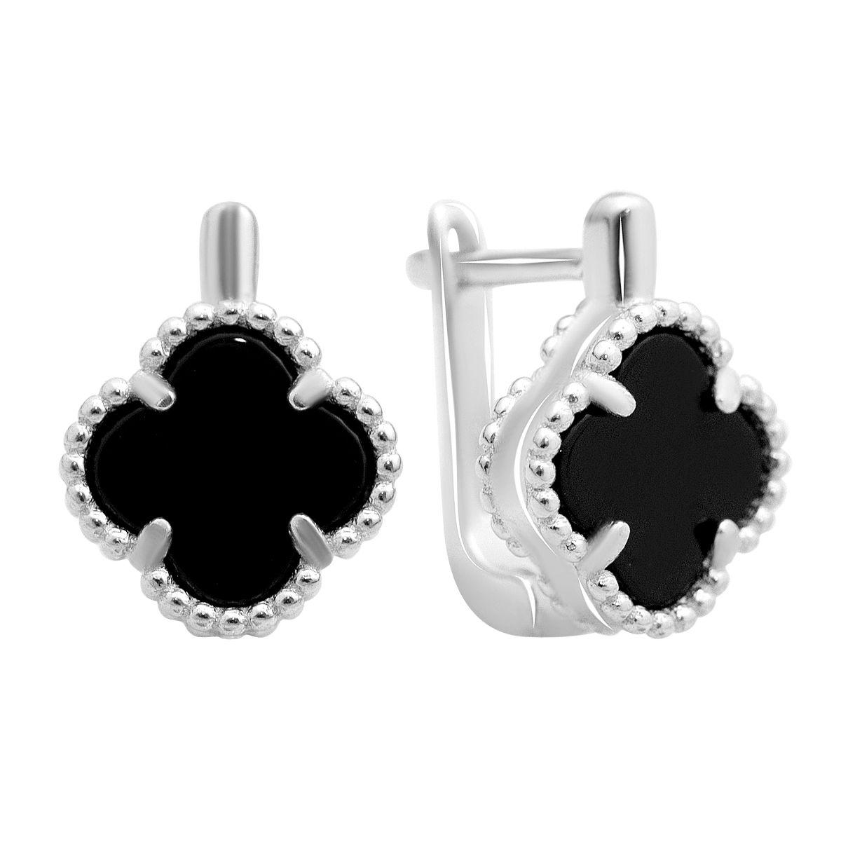 Серебряные серьги с натуральным ониксом (60001898)