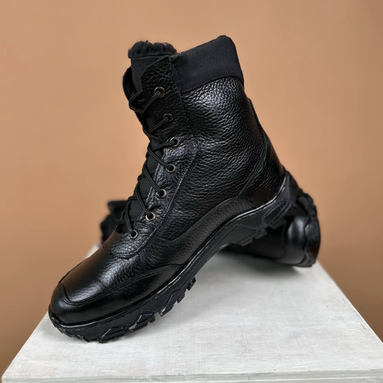 Берцы мужские Kindzer зимние натуральная кожа/мех р. 43 Черный (12738304)