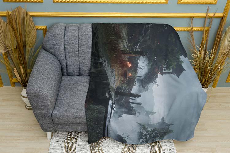 Плед Mysterious Mountain Temple Black Myth Wukong плюш двошаровий 150х210 см (114377-3)