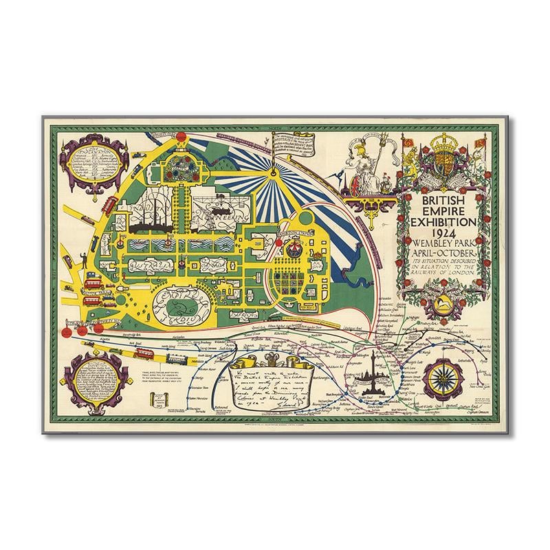 Винтажная карта Выставка Британской империи 1924 г. Уэмбли-парк 1 модуль 70x105 см