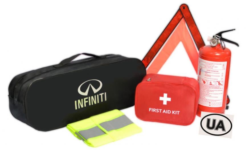 Набор автомобилиста Infiniti Евростандарт аптечка/жилет/огнетушитель 50х18х17 см Black (117977)