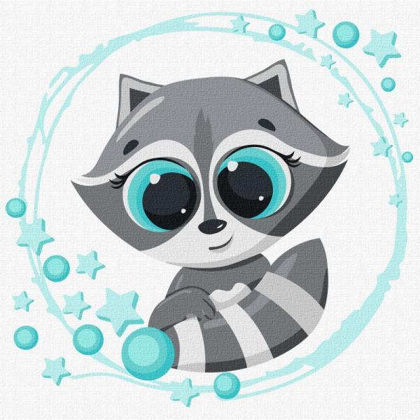 Картина за номерами Ідейка Маленький єнот 30х30 см у термопакеті (KHO6000)