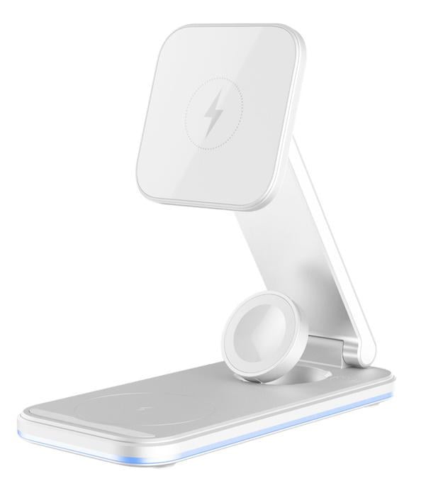 Зарядний пристрій бездротовий Proove Energy Fold 3в1 до 15W Qi White (601737)