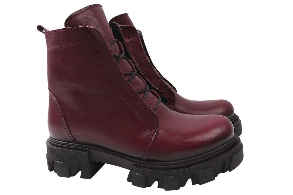 Ботинки женские Euromoda из кожи высокие на платформе р. 39 Бордовый (455-21ZHC)