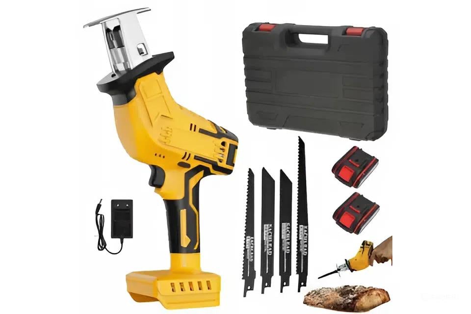 Шабельна пила-лобзик акумуляторна 48V з 2 акумуляторами Жовтий (31900) Шабельна пила-лобзик акумуляторна 48V з 2 акумуляторами Жовтий (31900)