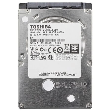 Жесткий диск HDD Toshiba 2,5" SATA 500GB 7200rpm 16MB (MQ01ACF050)