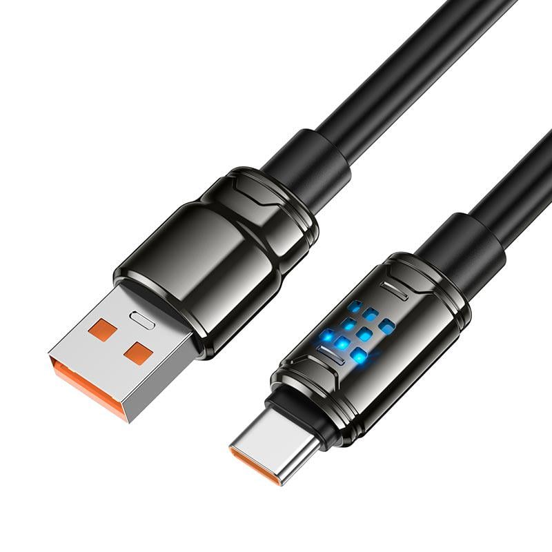 Кабель для заряджання з LED-підсвічуванням Hoco U143 5A USB-A to Type-C 1,2 м Black (19372) Кабель для заряджання з LED-підсвічуванням Hoco U143 5A USB-A to Type-C 1,2 м Black (19372)