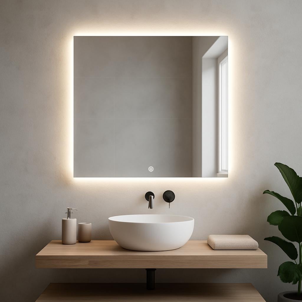 Зеркало SENAM квадратное фоновая подсветка с сенсорной кнопкой 600х600 мм (KV.FN.6.6)