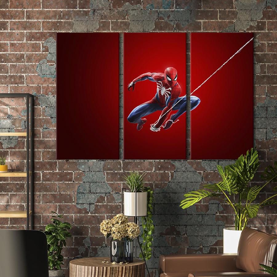 Модульная картина триптих Spider man персонаж игры 78x48 см (672-31)