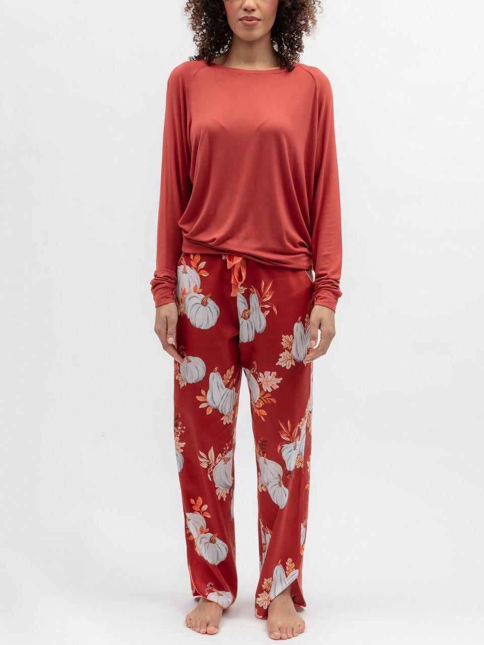 Пижама женская CYBERJAMMIES Pumpkin 5666-5665 из хлопка и модала 12/M Оранжевый с тыквенным принтом (3174279460)