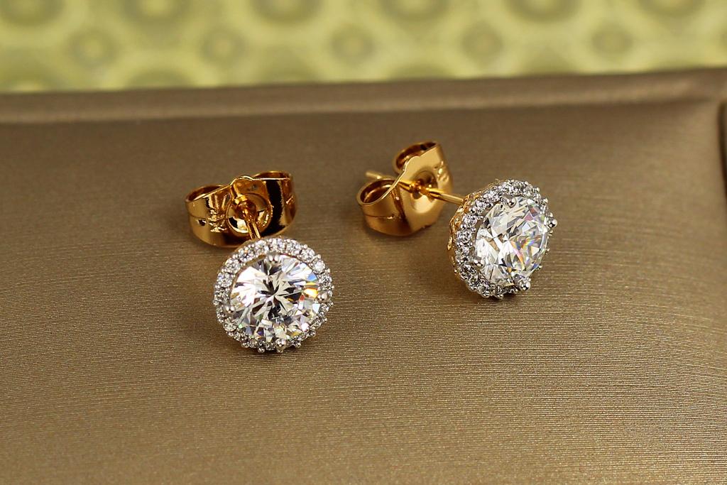 Серьги гвоздики Xuping Jewelry имперское сияние с родием 10 мм Золотистый (31003786)