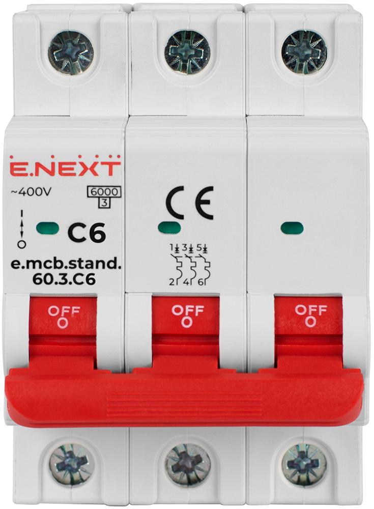 Автоматичний вимикач E.NEXT e.mcb.stand.60 6A 3P тип С - фото 2