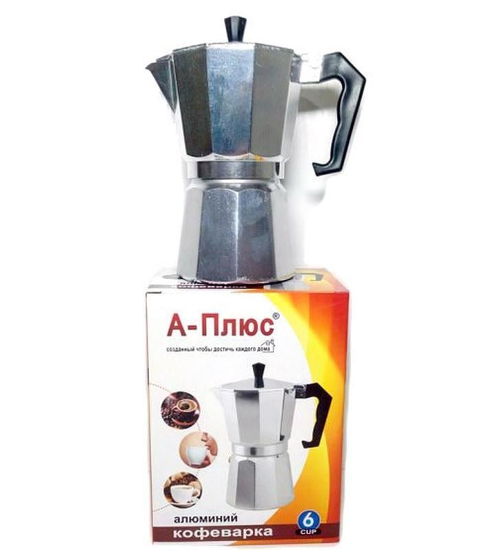 Гейзерная турка A-Plus 2082 из алюминия на 6 чашек 300 мл (1406192668) - фото 2