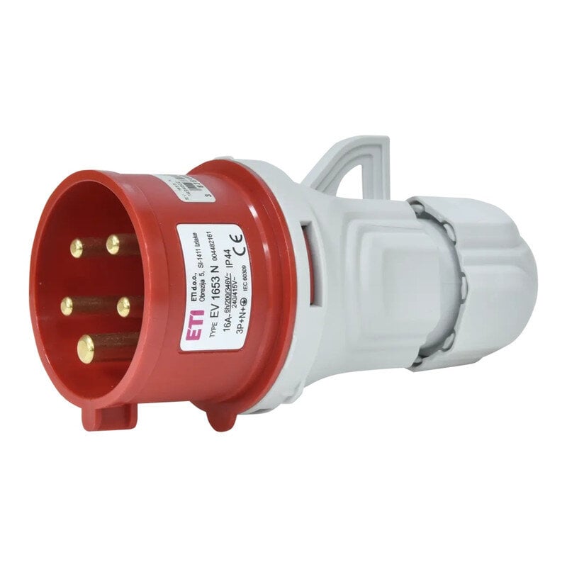 Силова вилка ETI EV-1653 3P+N+PE 16А 400В переносна IP44 Червоний (4482161)