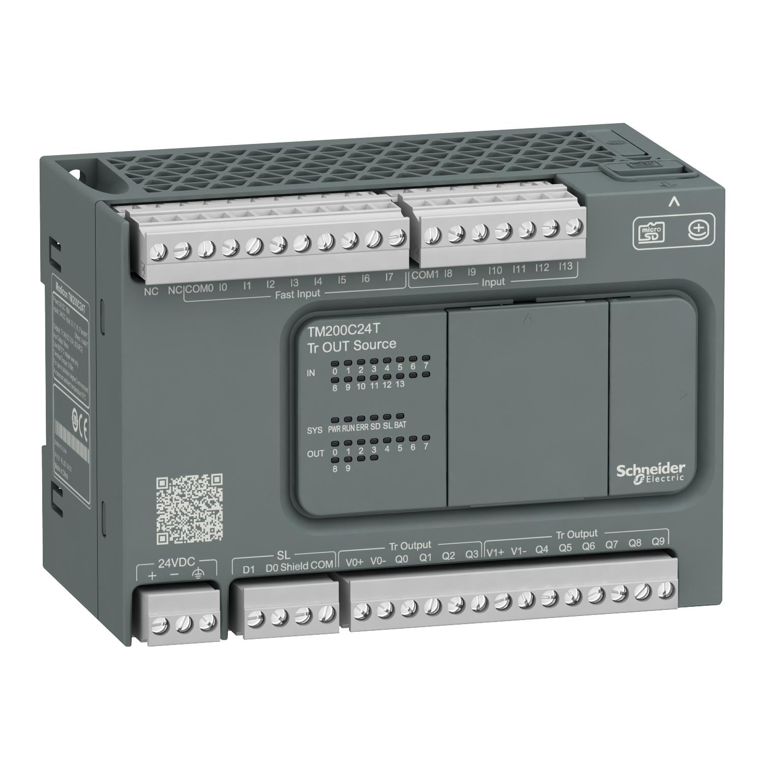 Контроллер логический Schneider Electric Modicon M200 24 входа/выхода 24V DC 14/10 транзисторный PNP (TM200C24T)