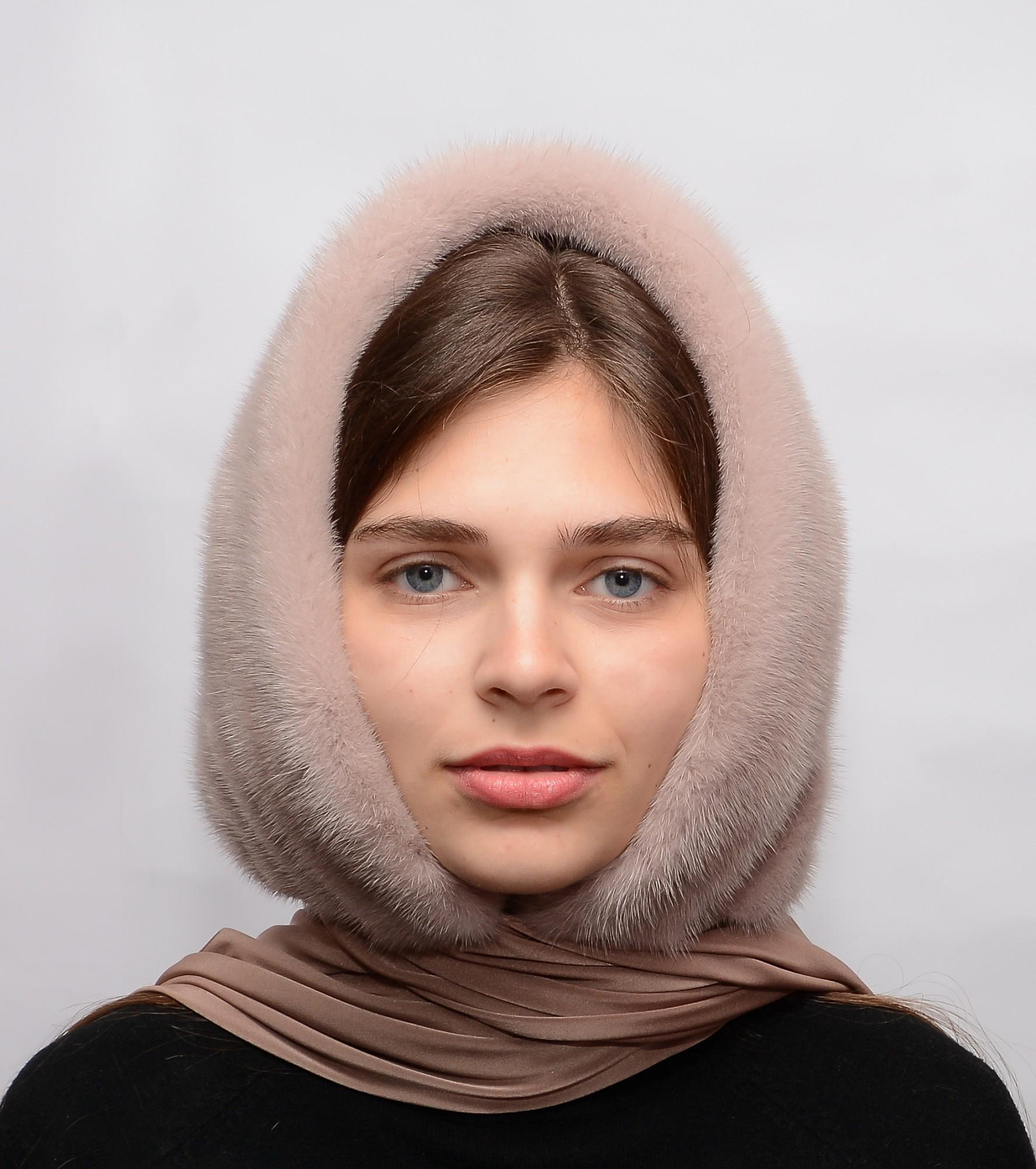 Женский платок из меха норки Меховой стиль Ракушка Какао One size (002/J)