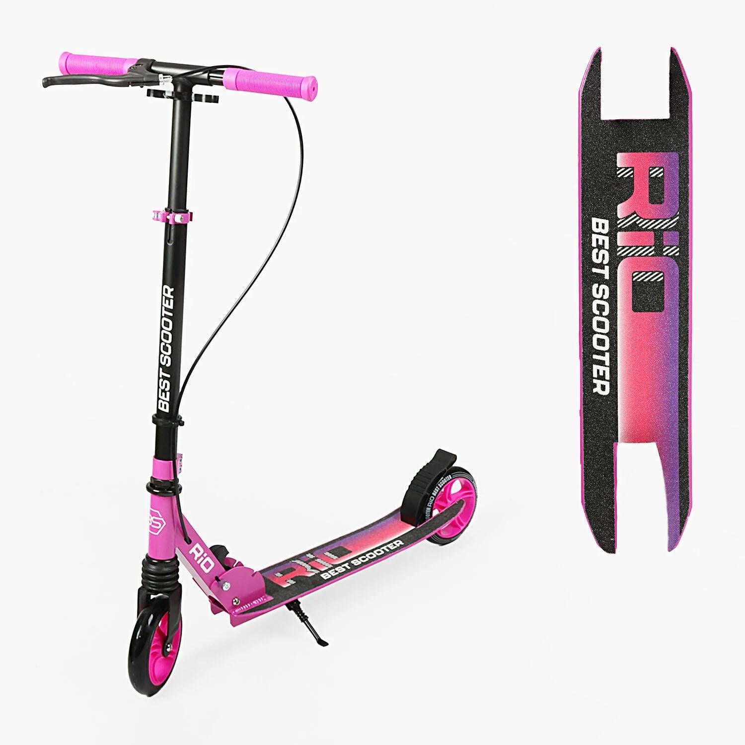 Самокат двухколесный Best Scooter передний амортизатор/ручной тормоз Розовый (R-16002)