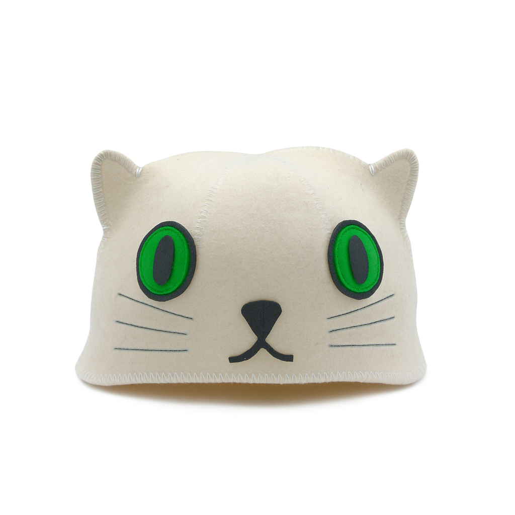 Шапка для бани Luxyart Кошка натуральный войлок Белый (XL-576)