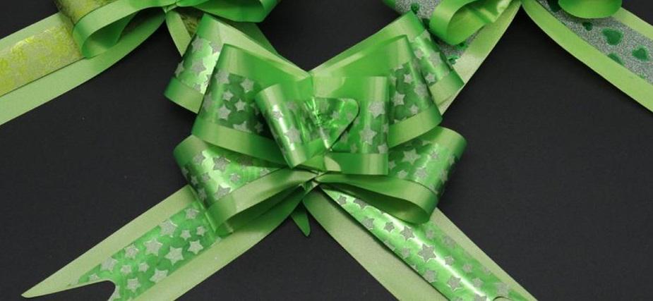 Бант подарунковий затяжний декорований 13х7 см Зелений (1125239360)