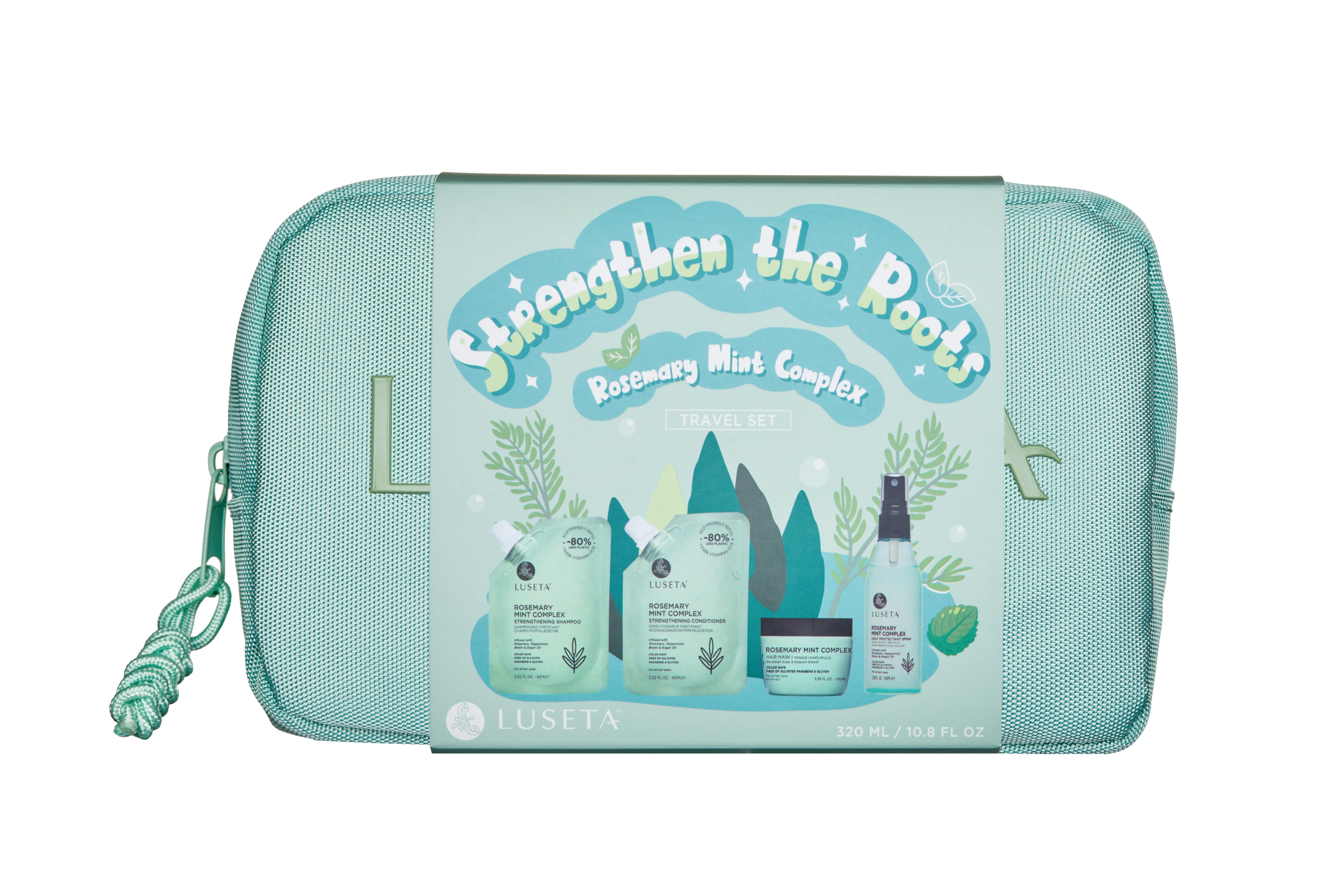 Набор для волос с жирными корнями и сухой длиной освежающий Luseta Beauty Rosemary Mint Jet-Set Hair Refresh Kit 60/60/100/100 мл Набор для волос с жирными корнями и сухой длиной освежающий Luseta Beauty Rosemary Mint Jet-Set Hair Refresh Kit 60/60/100/100 мл