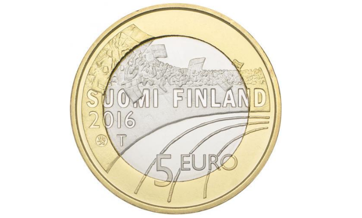 Коллекционная монета Финляндия 5 евро 2016 «Спорт-Прыжки с трамплина» UNC (KM#245)
