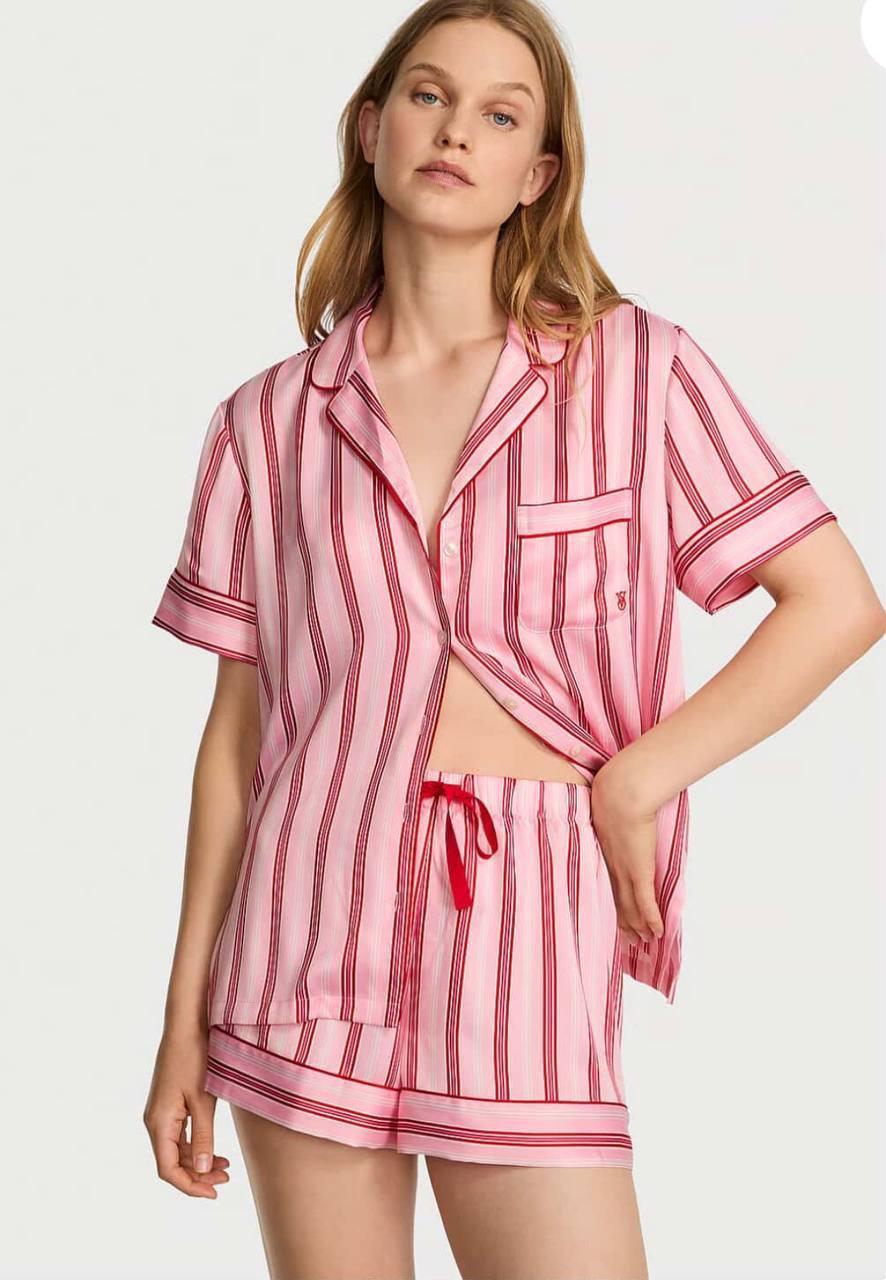Пижама женская Victoria's Secret Signature Satin Short Pajama Set M Розовый (3019588813)