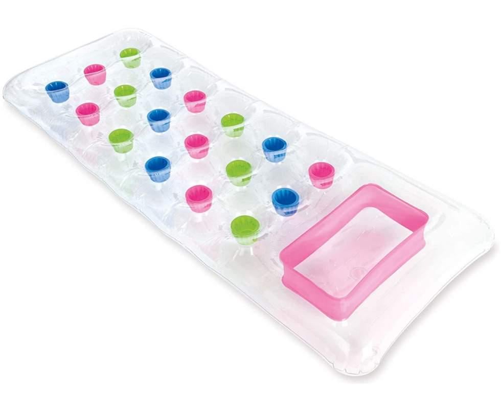 Матрас пляжный Intex 188х71 см одноместный надувной Прозрачный/Розовый (6213)